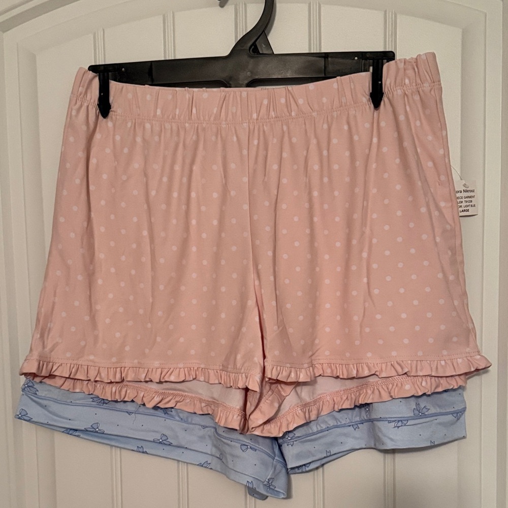 Women’s Pink Polka Dot Ruffle Pajama Shorts